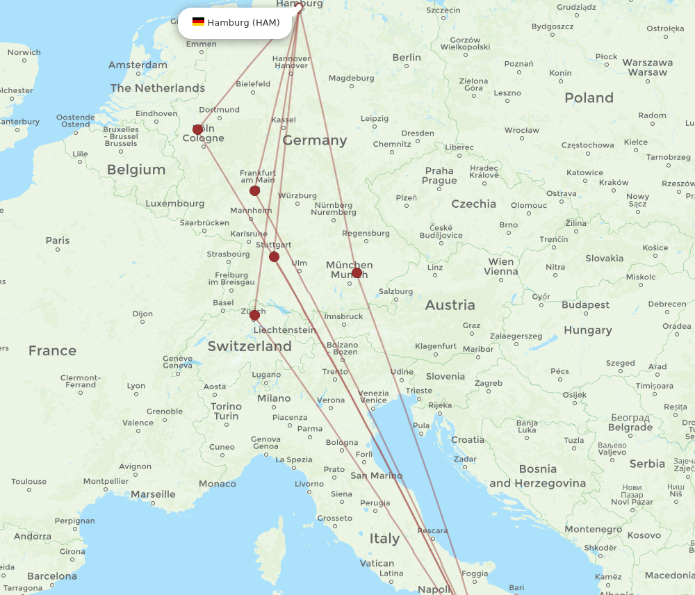 HAM-SUF flight routes
