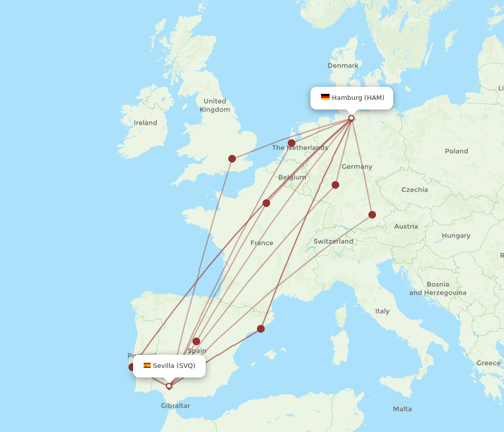 HAM-SVQ flight routes