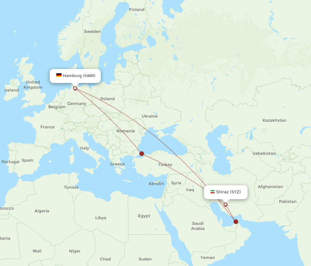 HAM-SYZ flight routes