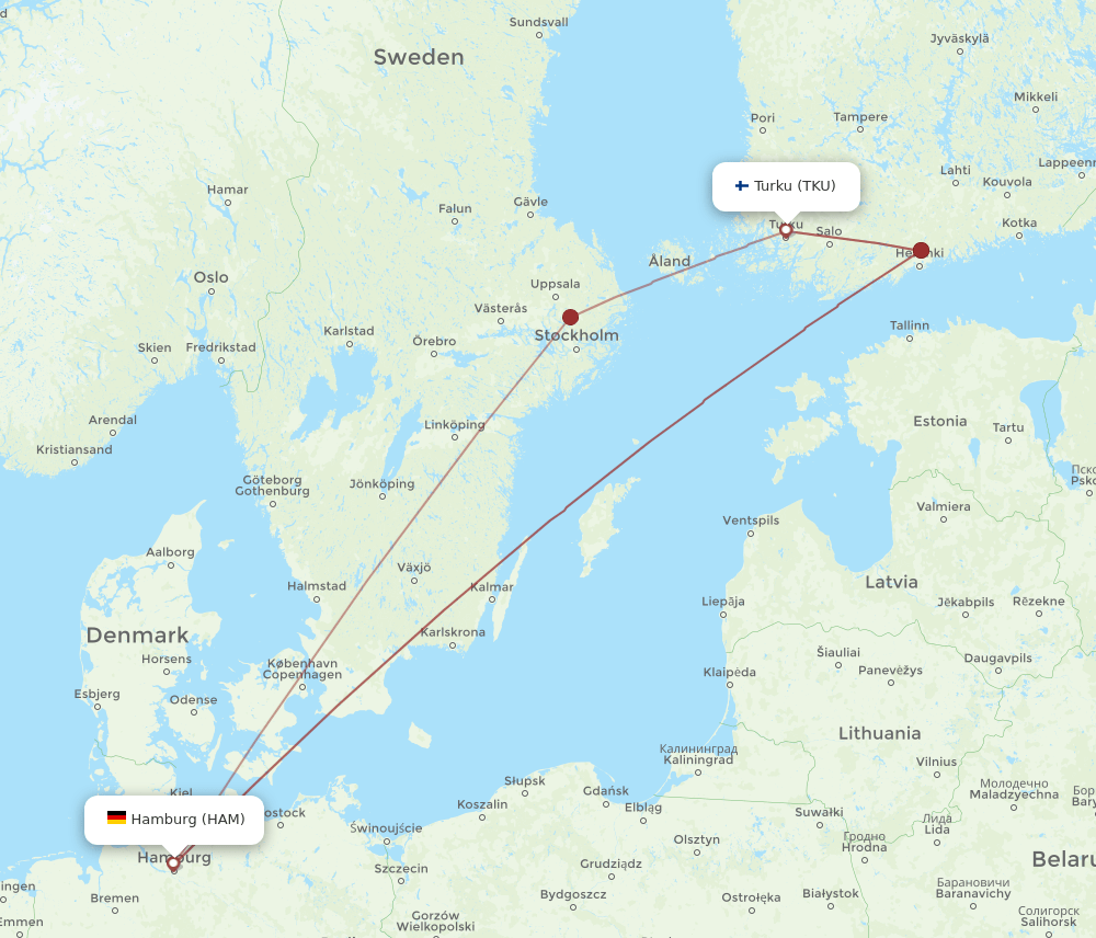 HAM-TKU flight routes