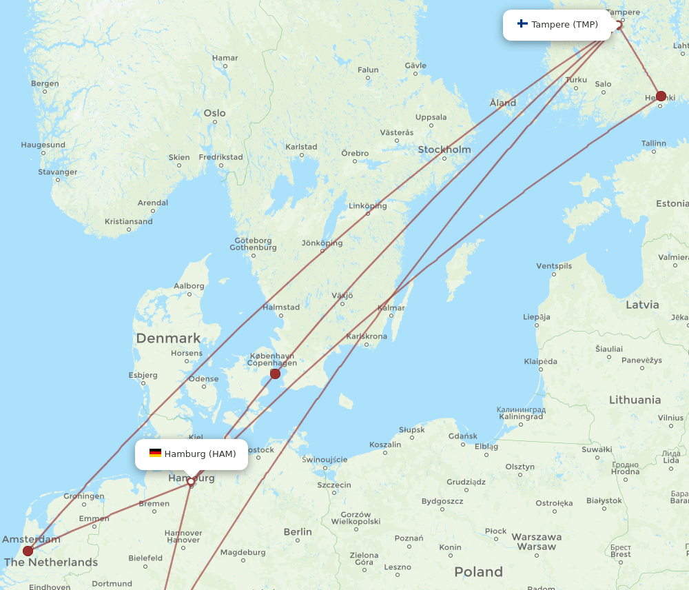 HAM-TMP flight routes