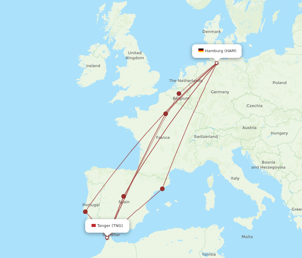 HAM-TNG flight routes