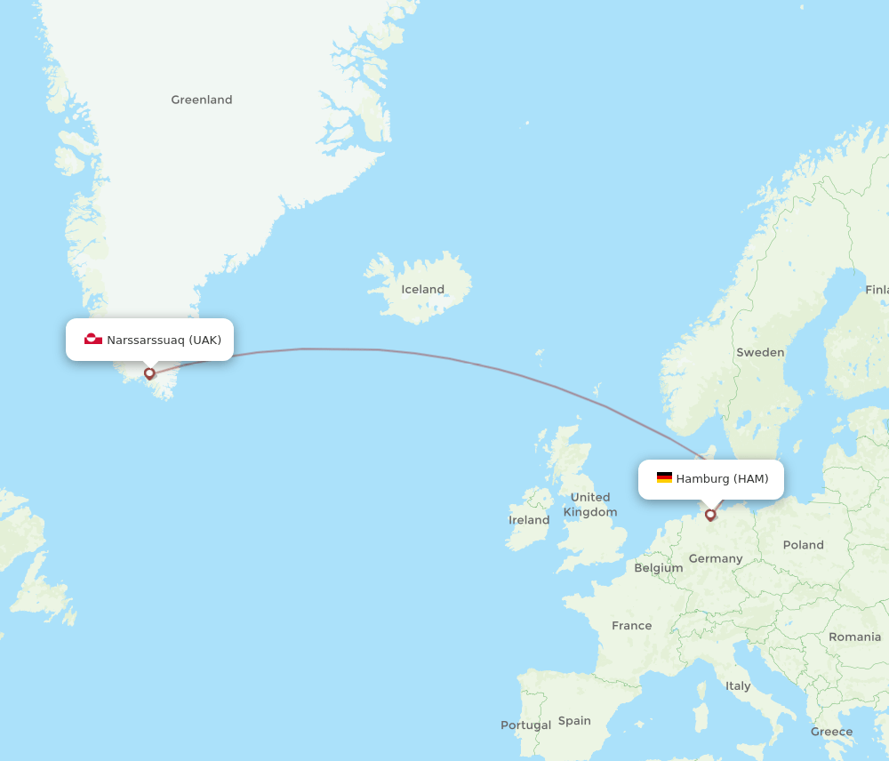 HAM-UAK flight routes