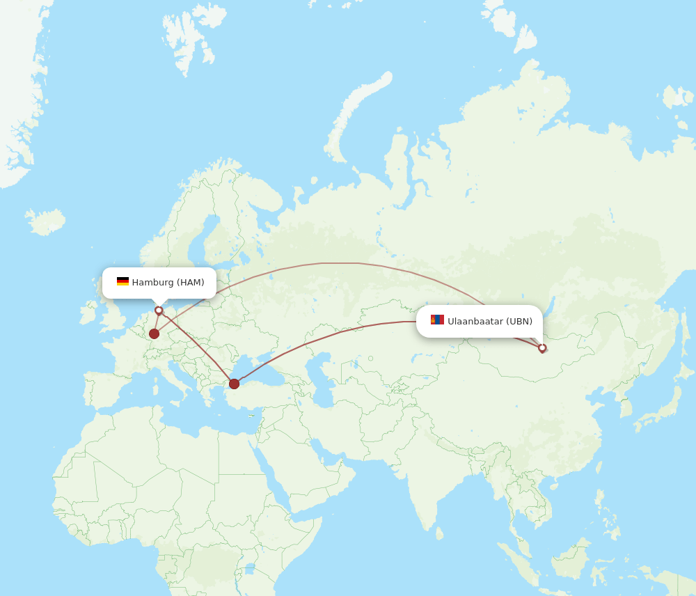 HAM-UBN flight routes
