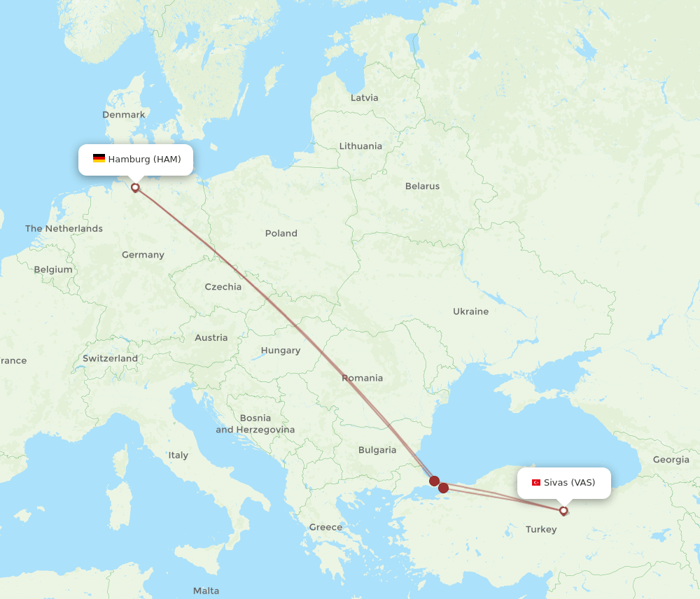 HAM-VAS flight routes