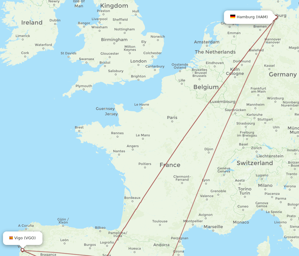 HAM-VGO flight routes