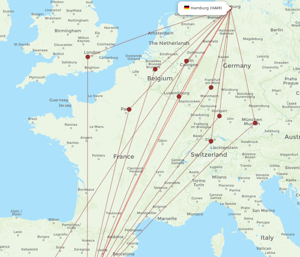 HAM-VLC flight routes