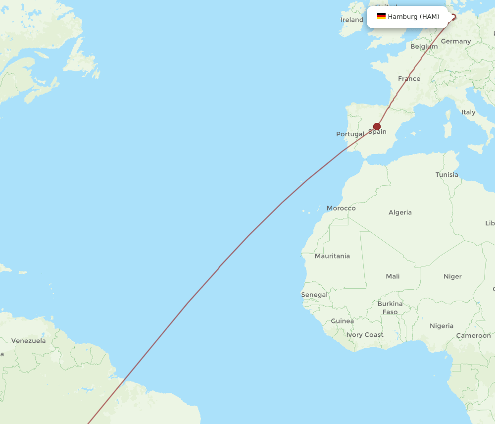 HAM to VVI flights and routes map