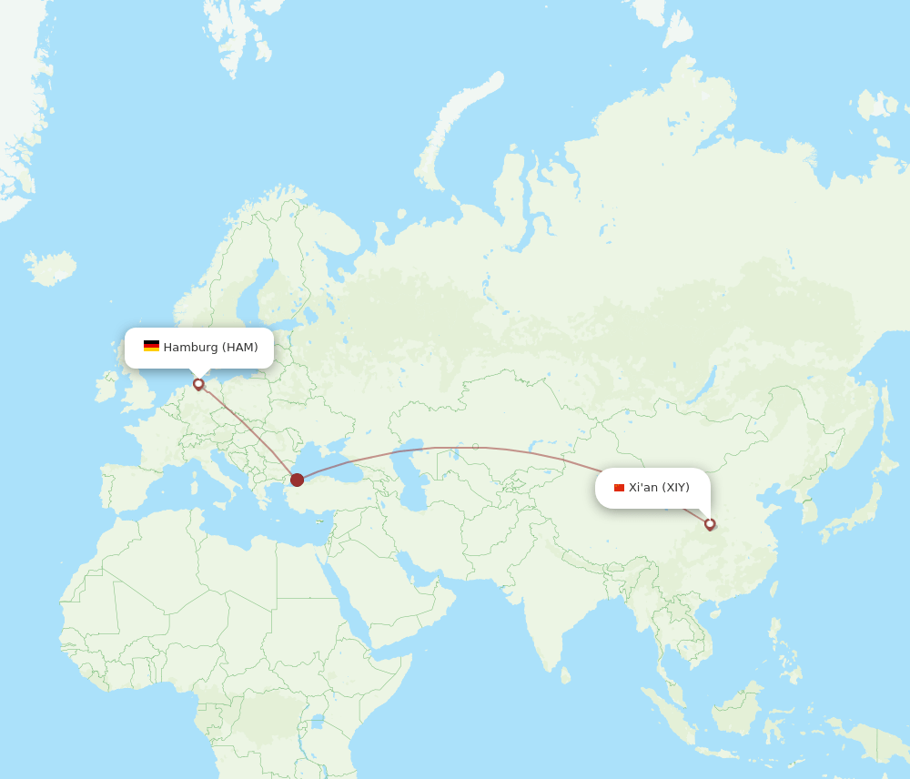 HAM-XIY flight routes
