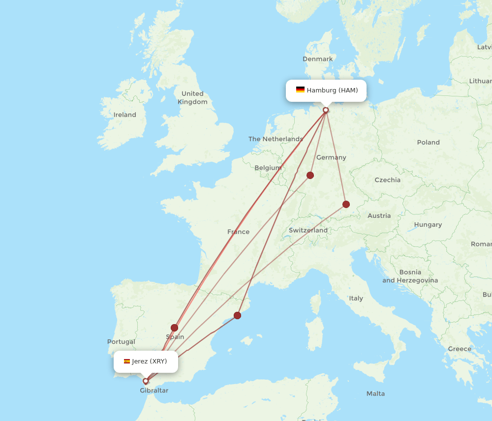 HAM-XRY flight routes
