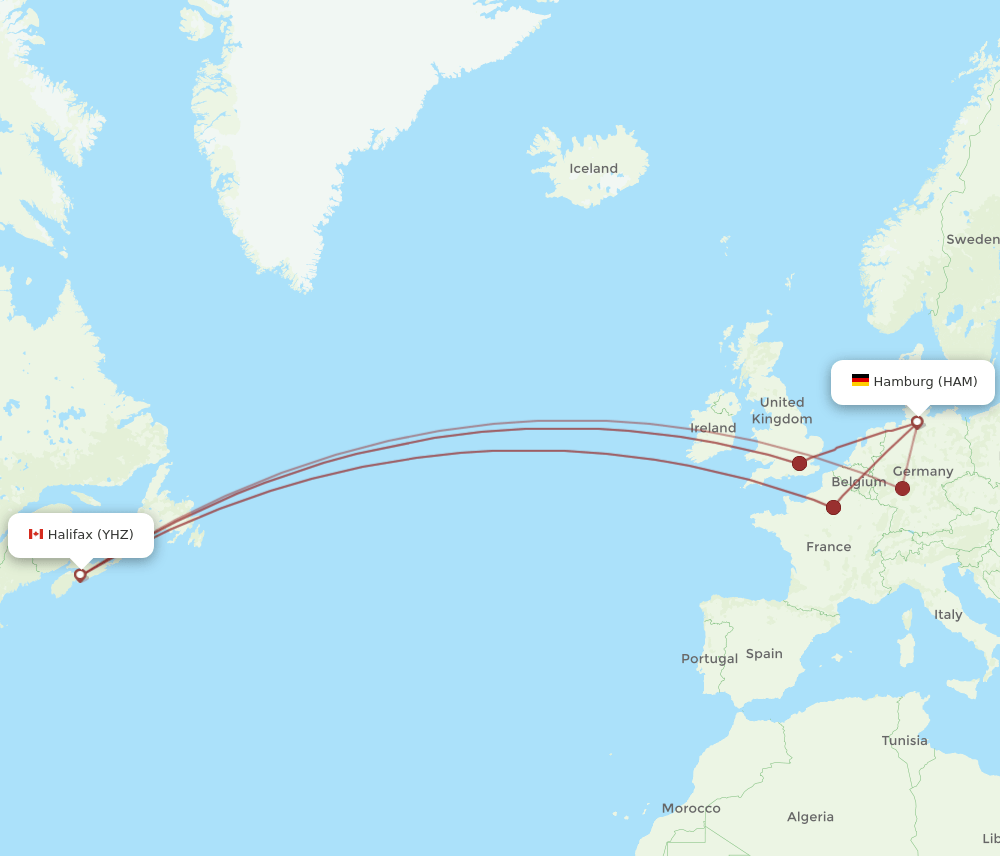 HAM-YHZ flight routes