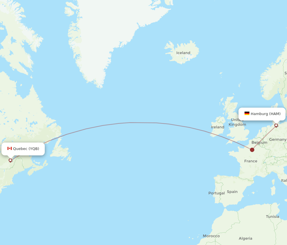 HAM-YQB flight routes
