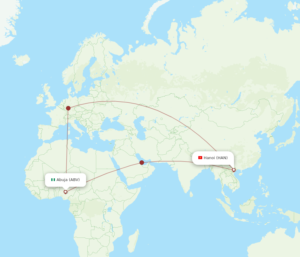 HAN-ABV flight routes