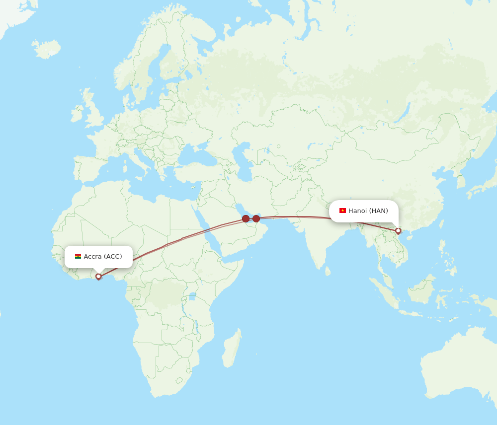 HAN-ACC flight routes