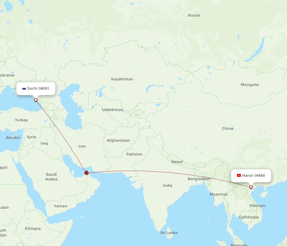 HAN-AER flight routes