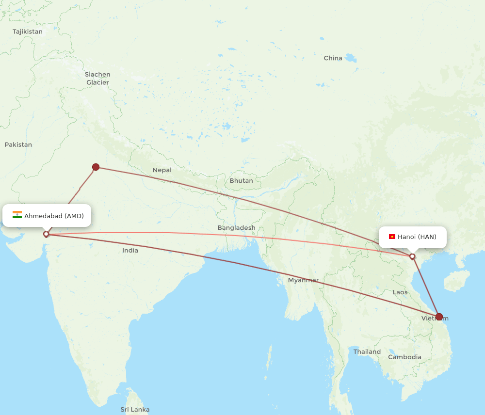 HAN-AMD flight routes