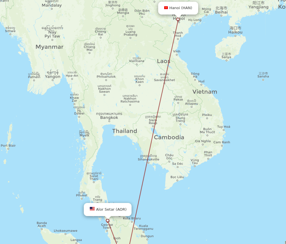 HAN-AOR flight routes