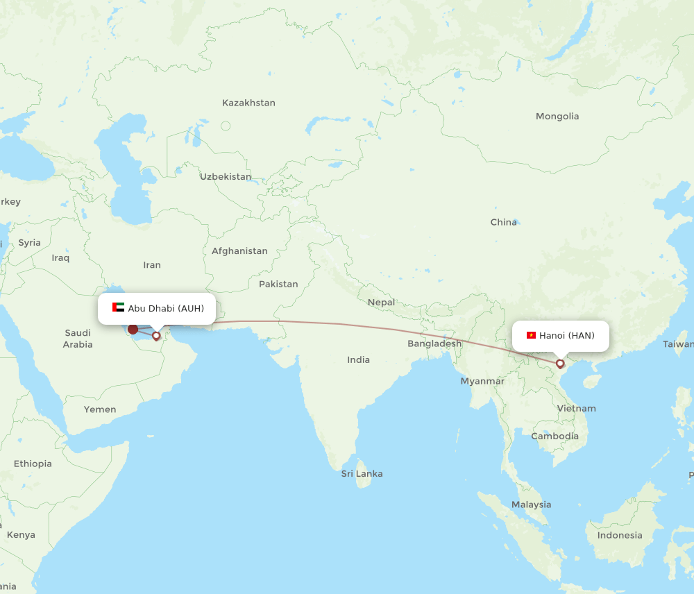 HAN-AUH flight routes