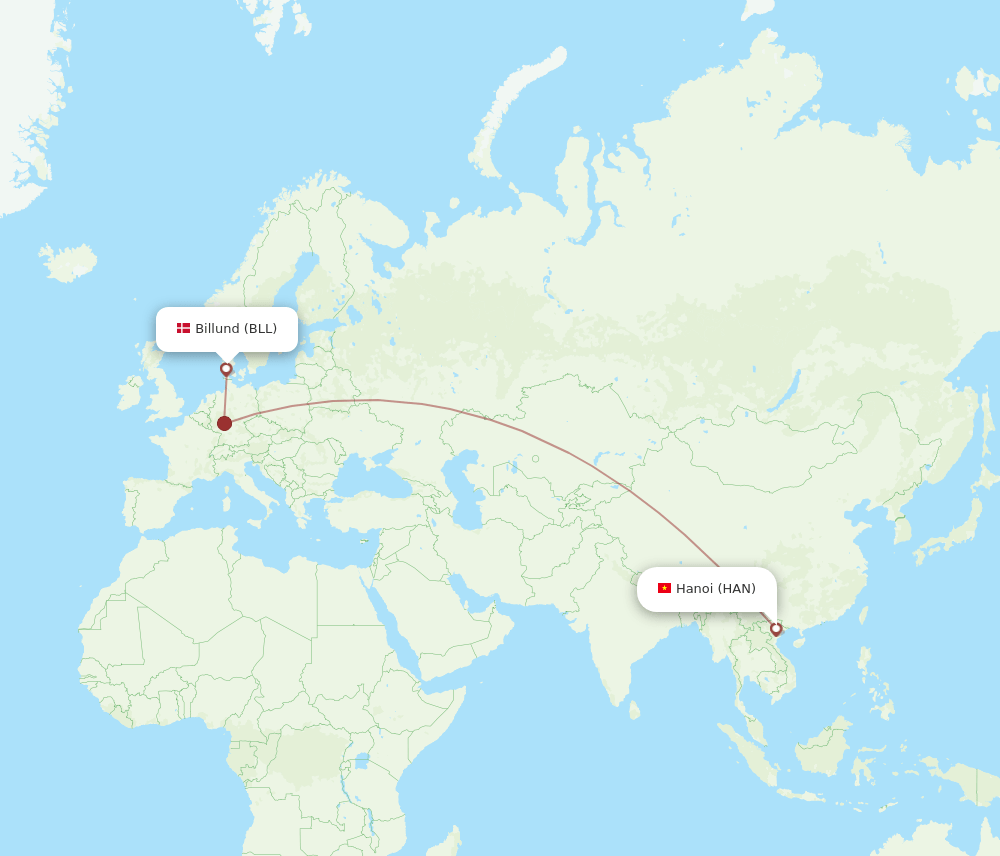 HAN-BLL flight routes