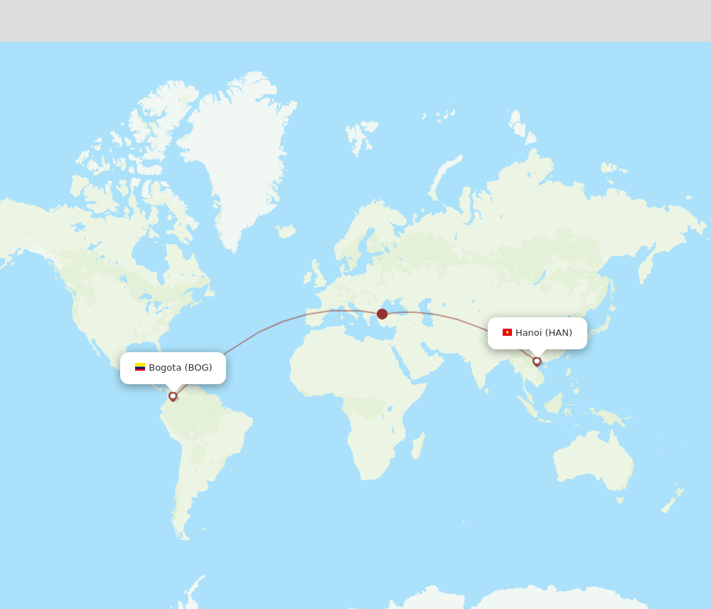 HAN to BOG flights and routes map