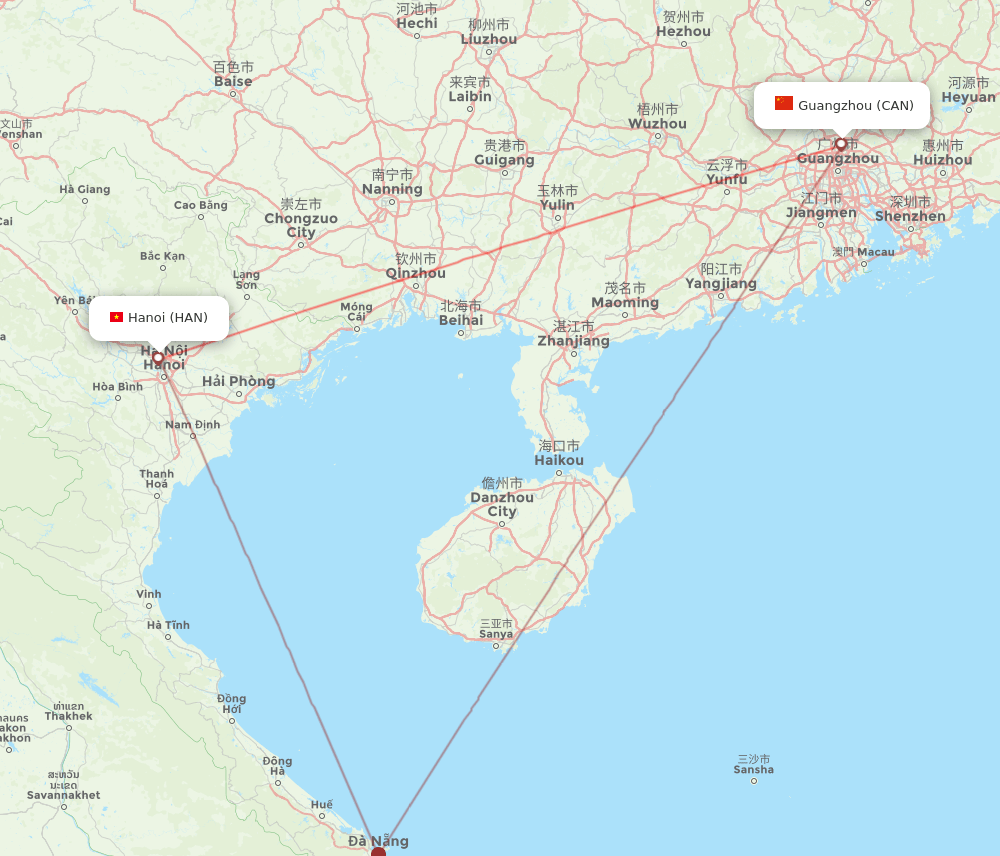 HAN-CAN flight routes