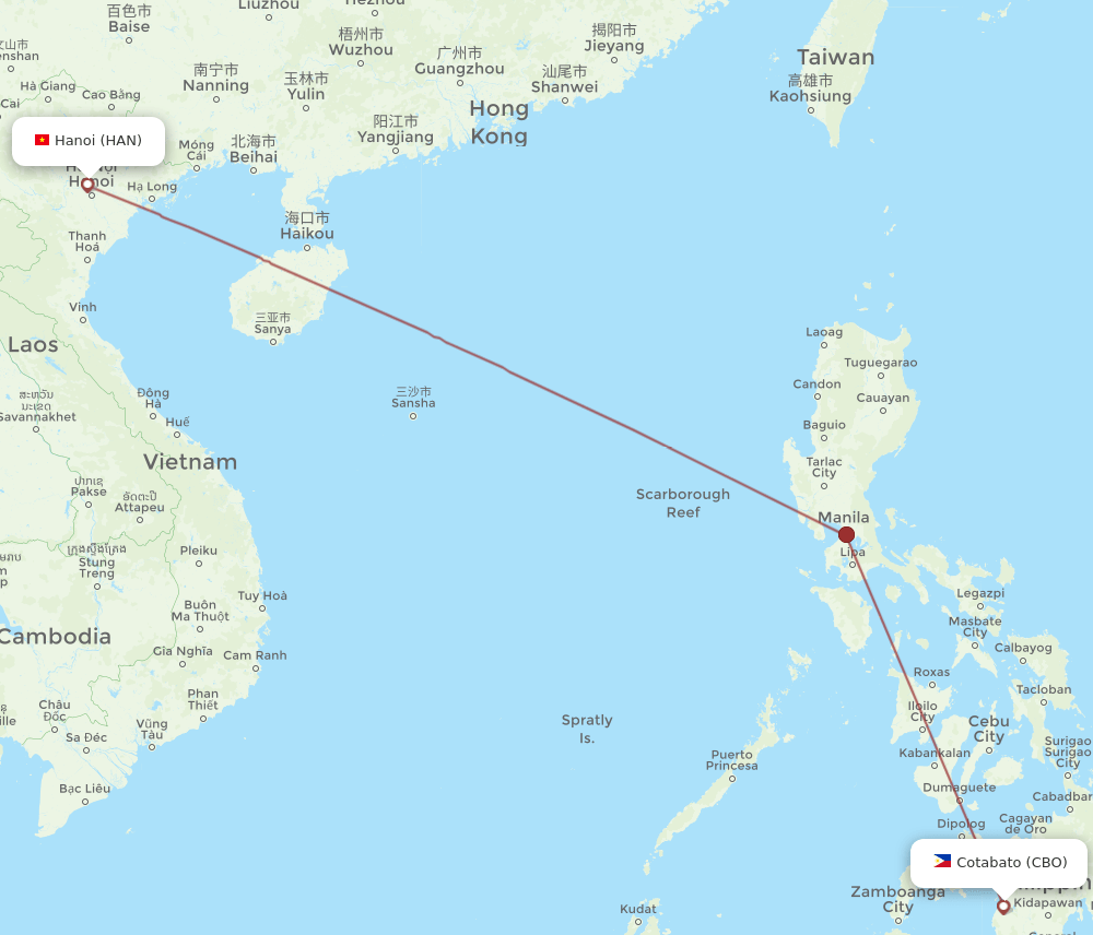 HAN-CBO flight routes