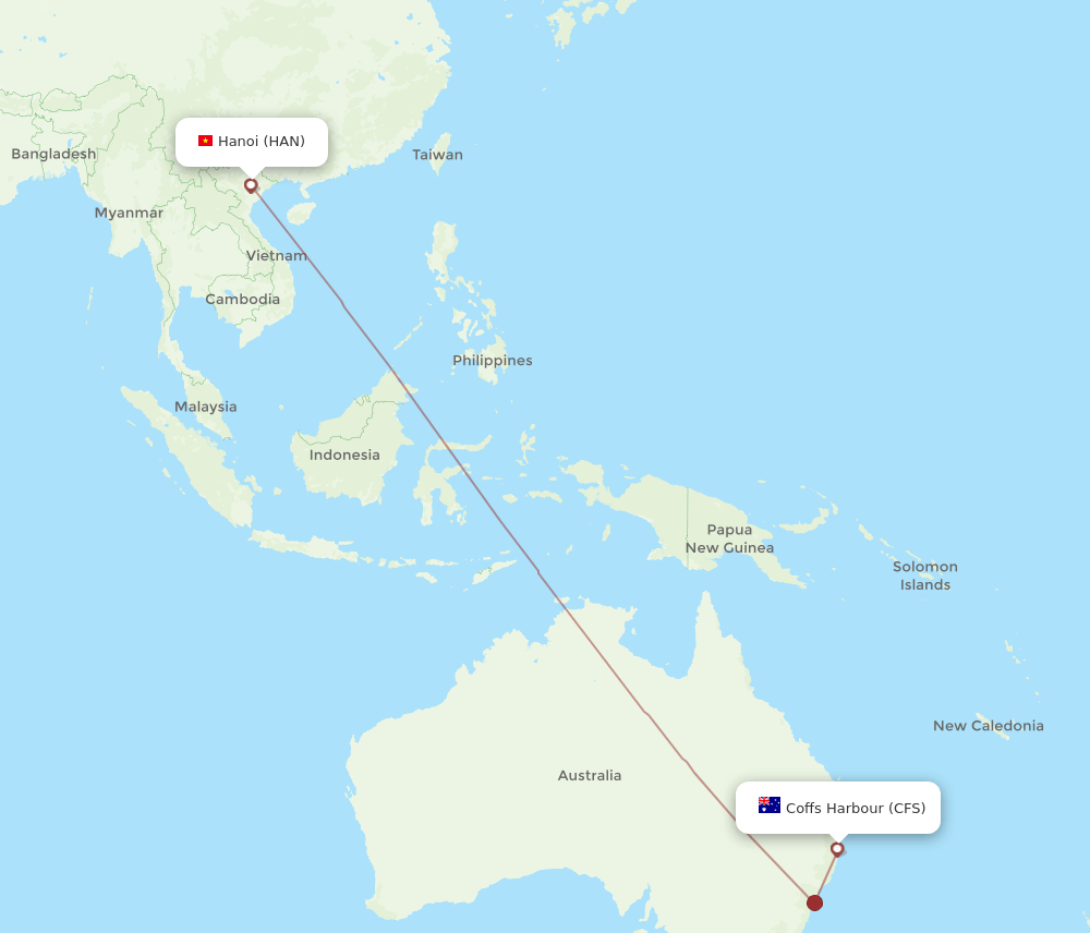 HAN-CFS flight routes