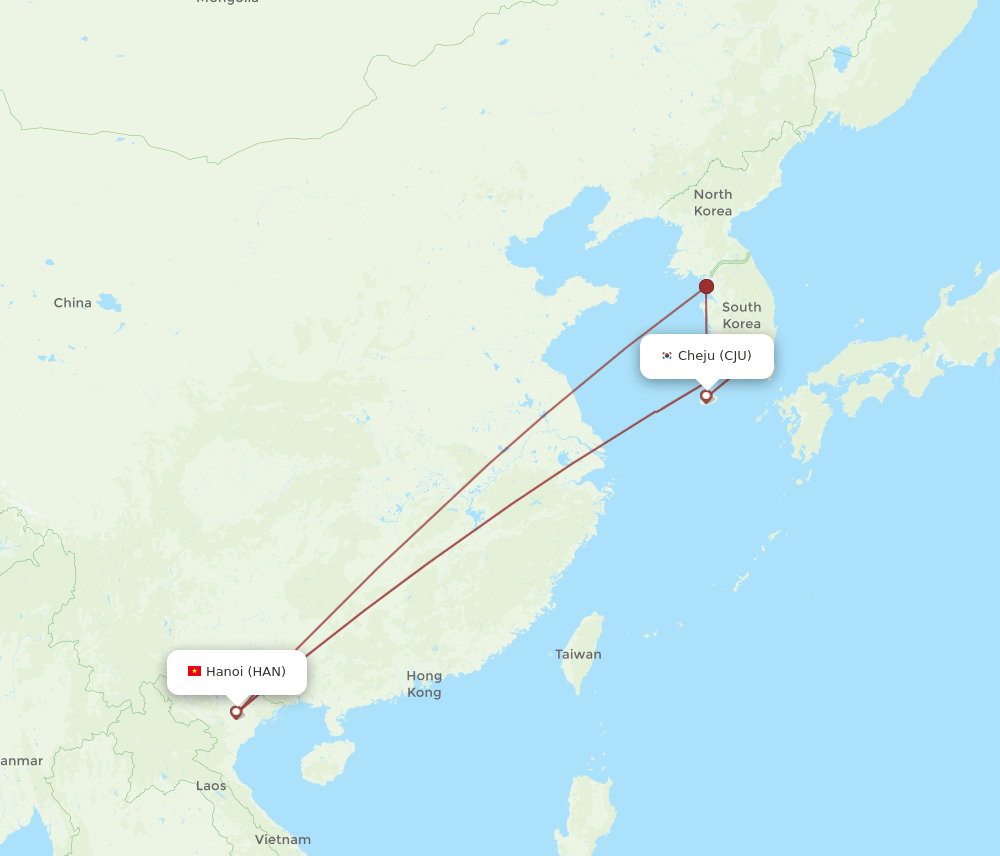 HAN-CJU flight routes