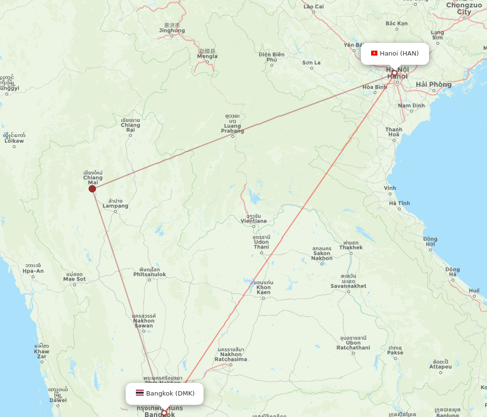 HAN to DMK flights and routes map