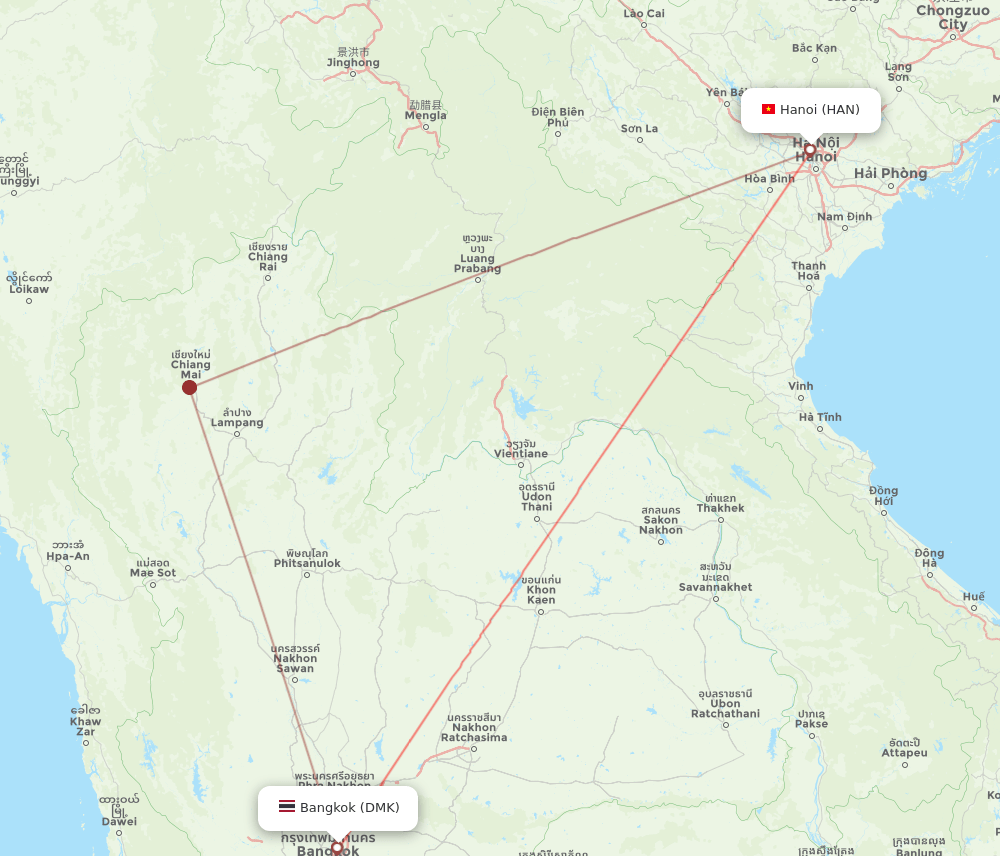 HAN-DMK flight routes
