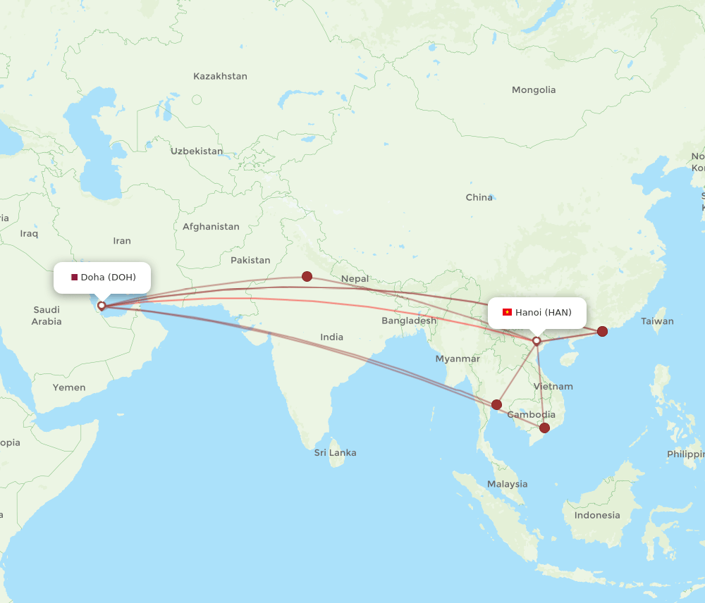 HAN-DOH flight routes