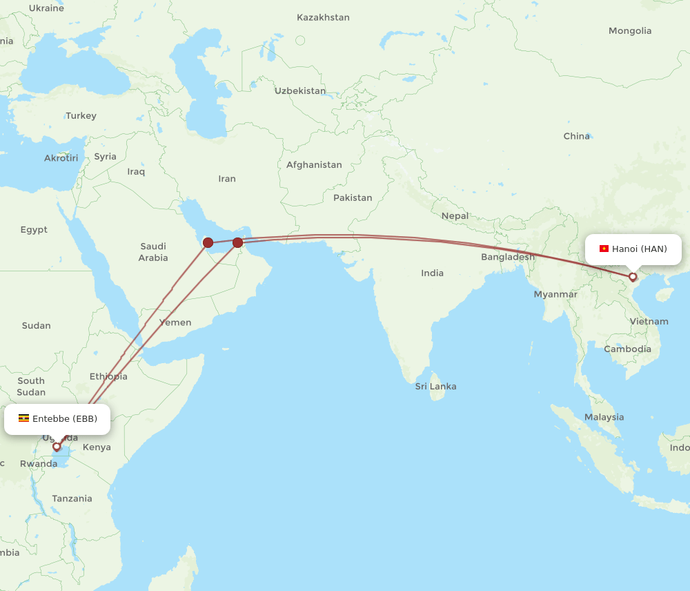 HAN-EBB flight routes