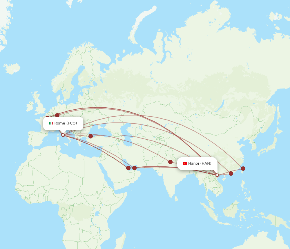 HAN-FCO flight routes