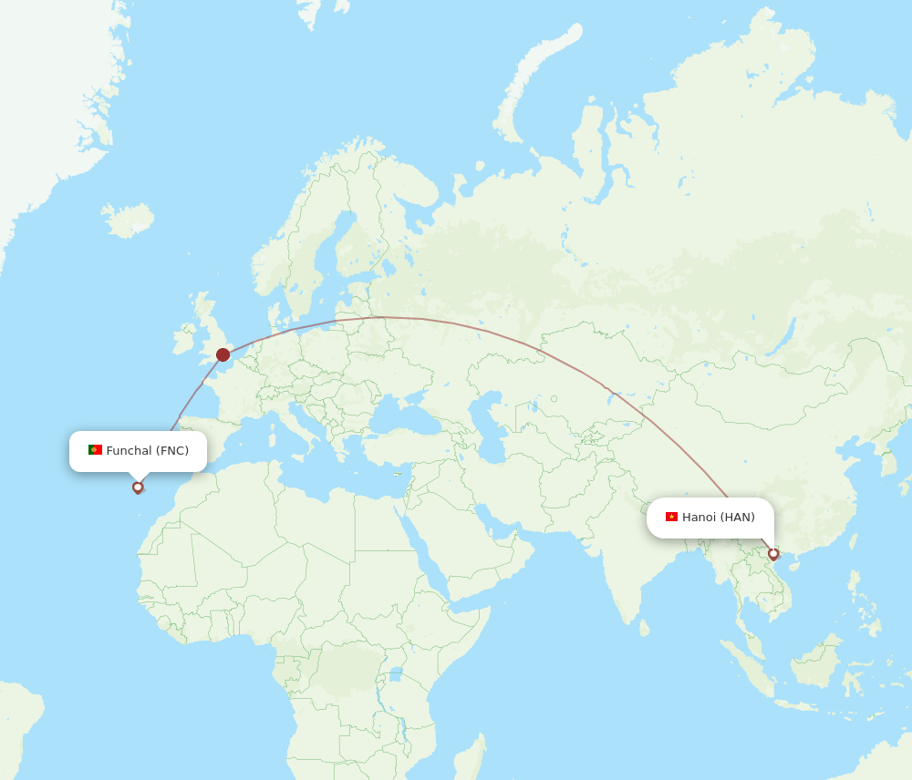FNC to HAN flights and routes map