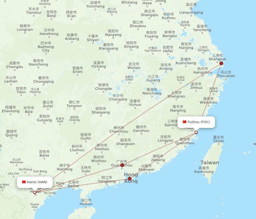 HAN-FOC flight routes
