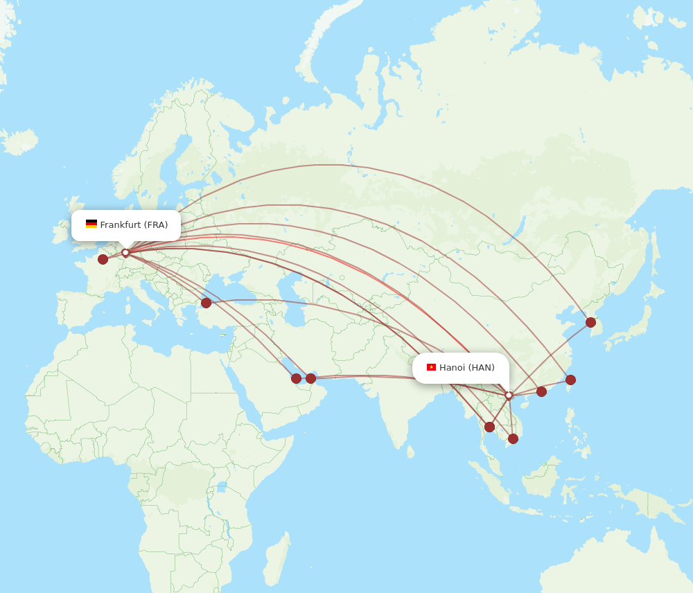 HAN-FRA flight routes