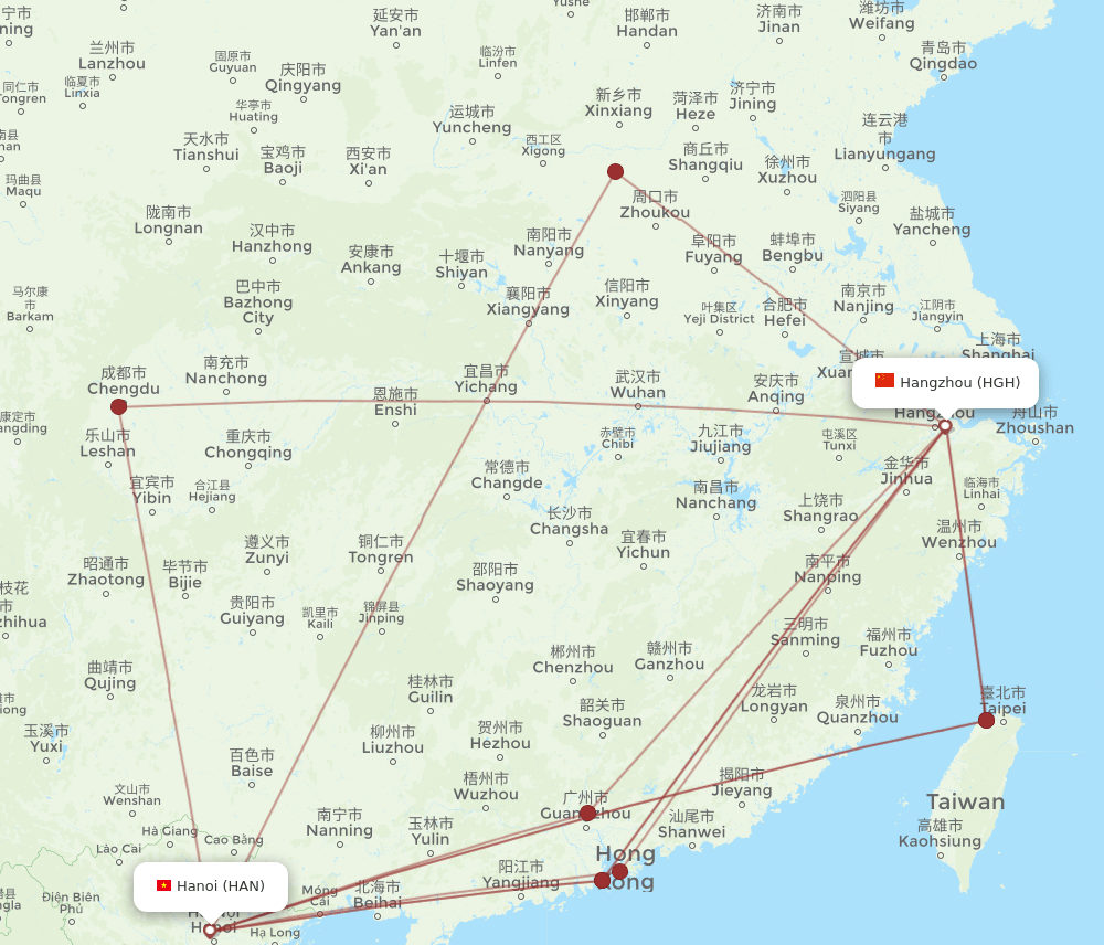 HAN-HGH flight routes