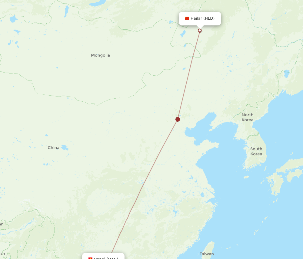 HAN-HLD flight routes