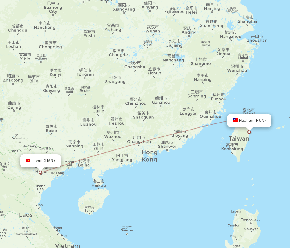 HAN-HUN flight routes