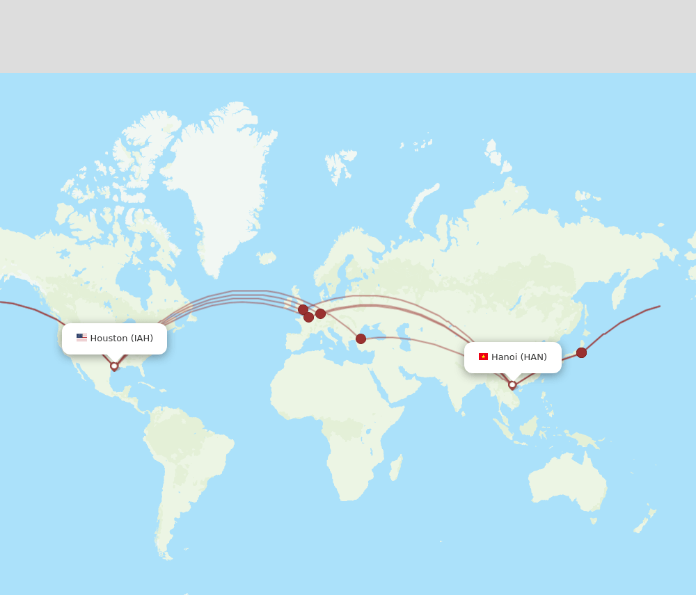 HAN-IAH flight routes