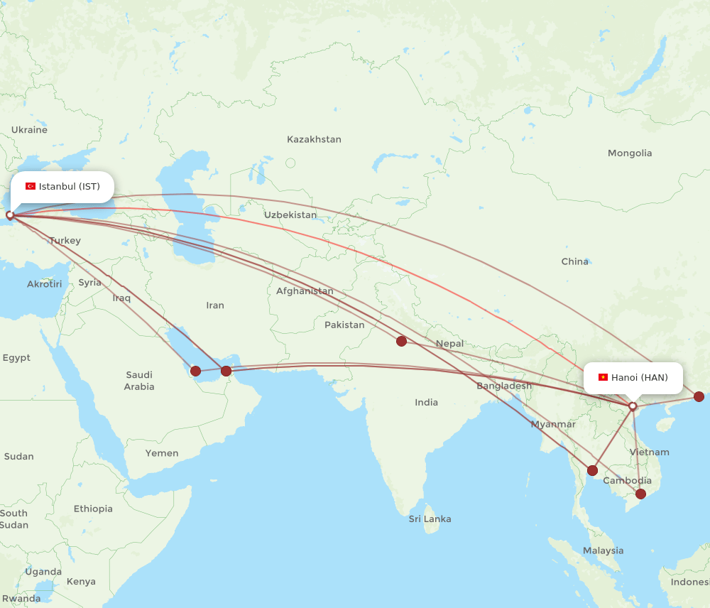HAN-IST flight routes
