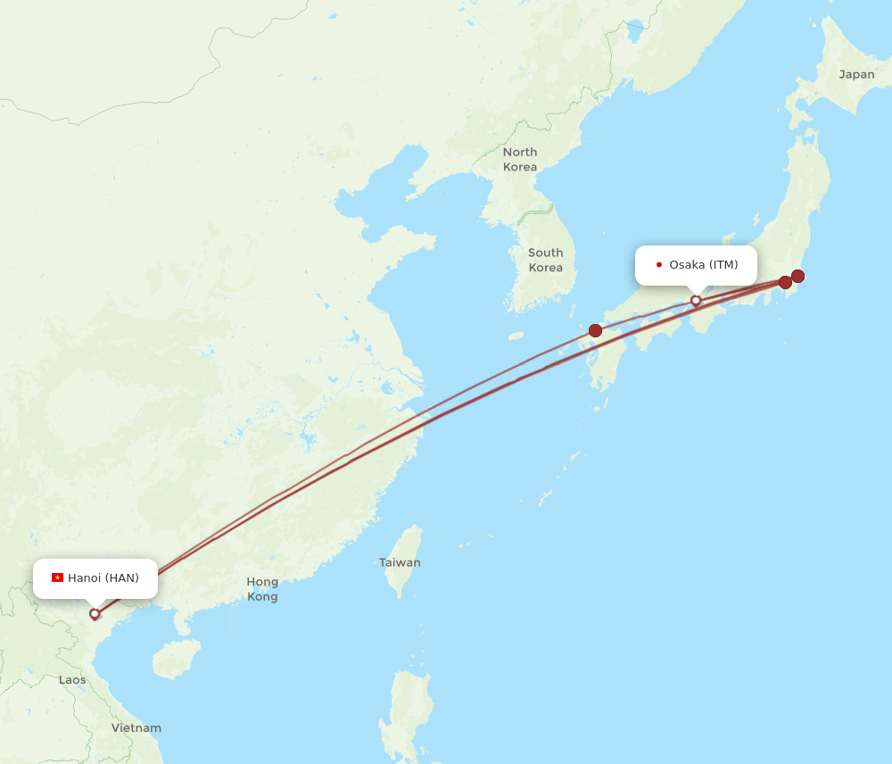 HAN-ITM flight routes