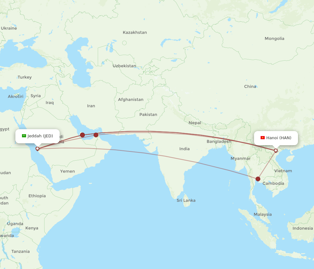 HAN-JED flight routes