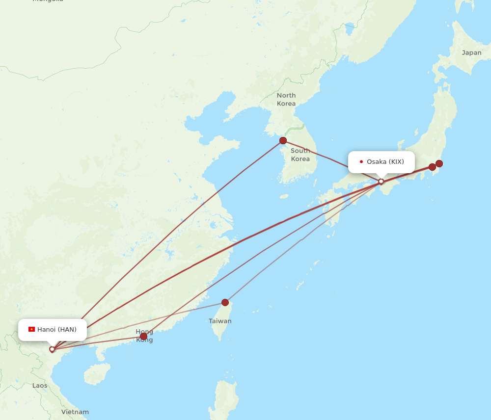 HAN-KIX flight routes