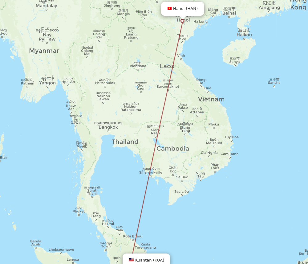 HAN-KUA flight routes
