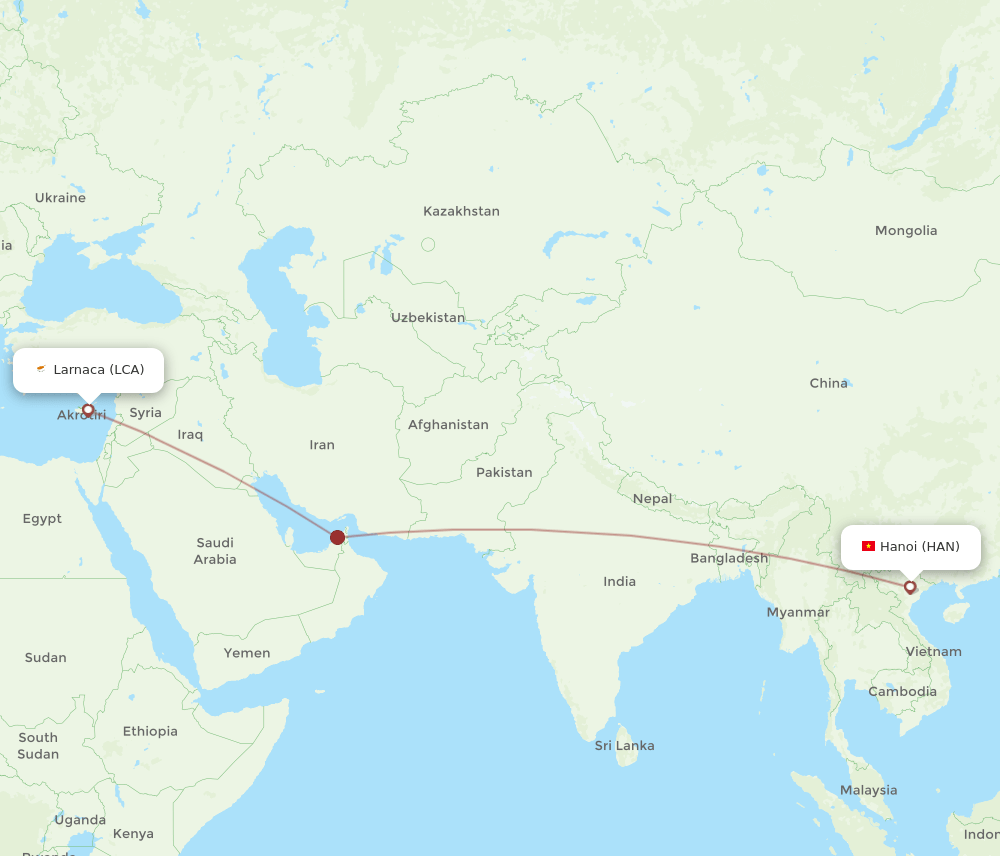 HAN-LCA flight routes