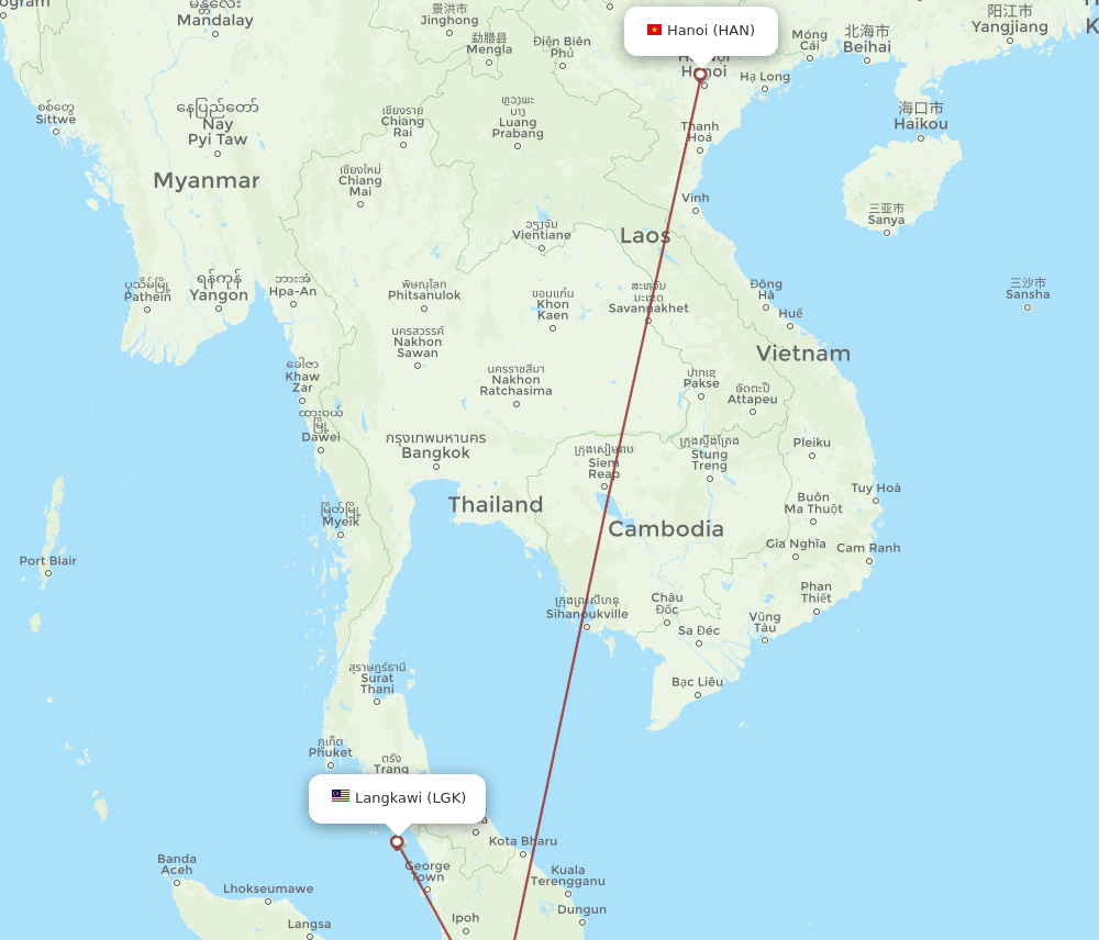 HAN-LGK flight routes
