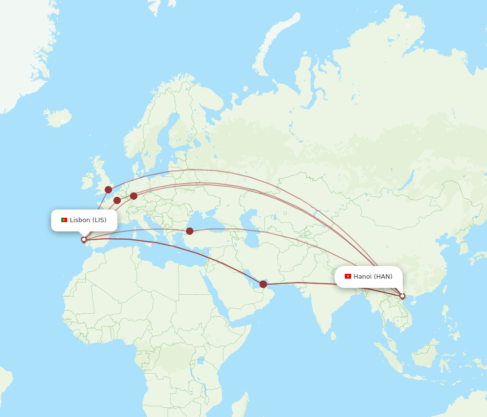 HAN-LIS flight routes