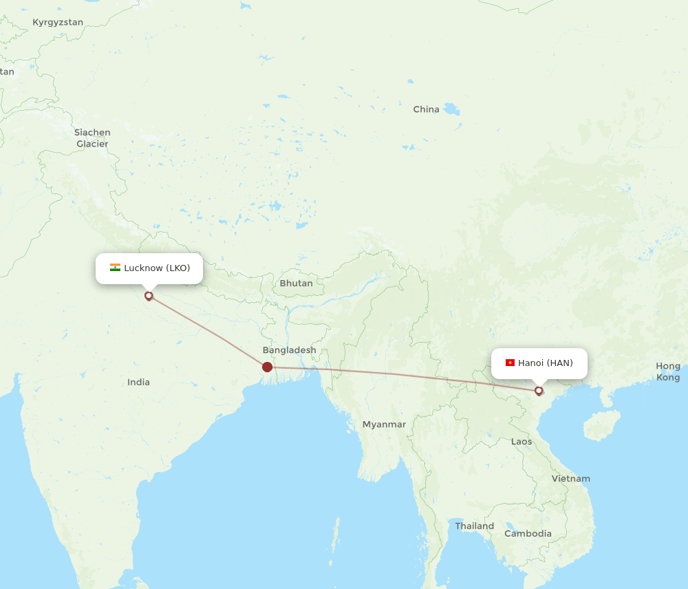 HAN-LKO flight routes