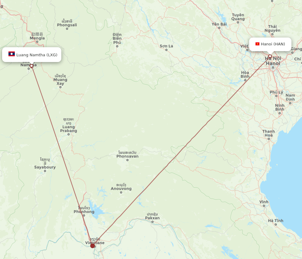 HAN-LXG flight routes